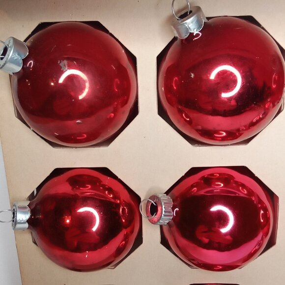 MCM Christmas Ornament Set Of 10 With Original Box Pink Glass Shiny Brite 1950s - Picture 4 of 14